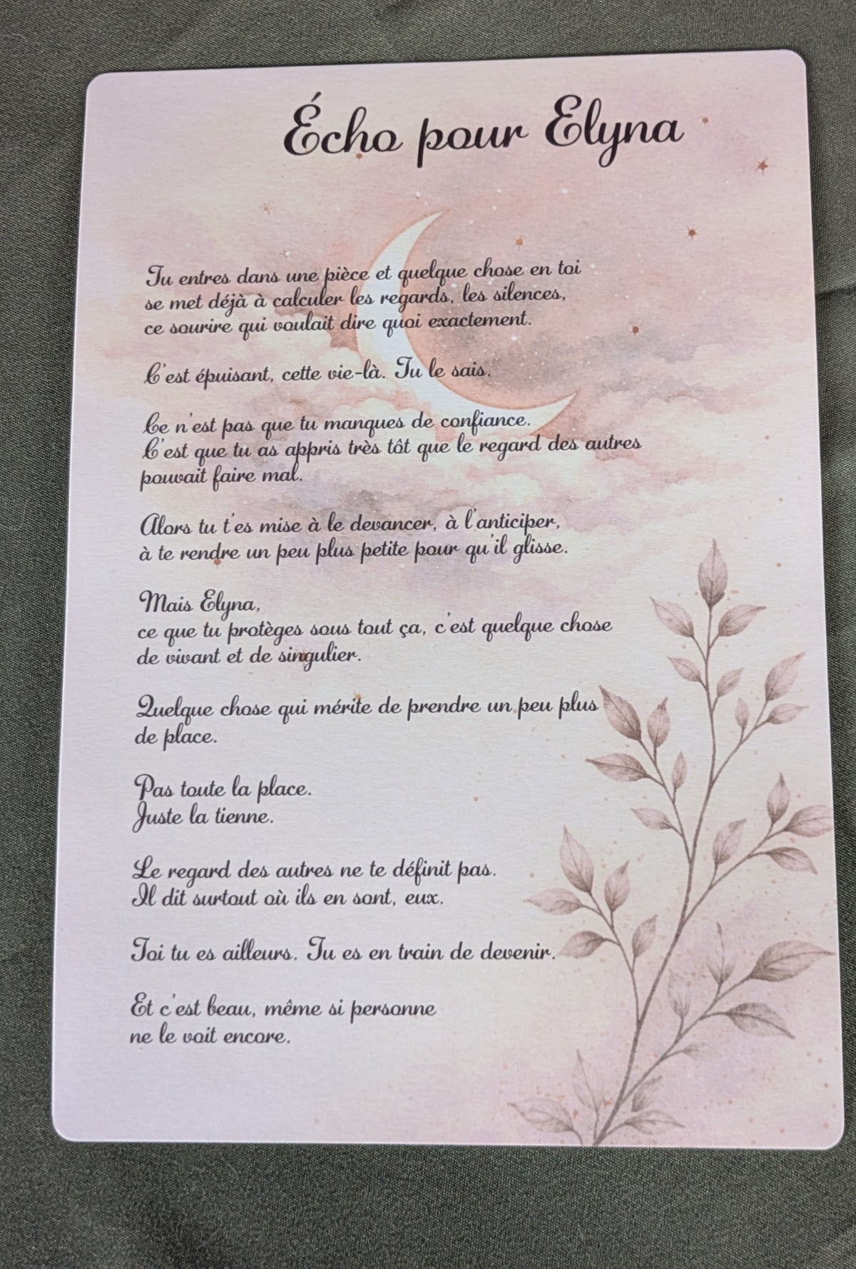 L'Écho pour Vous - Un texte personnalisé