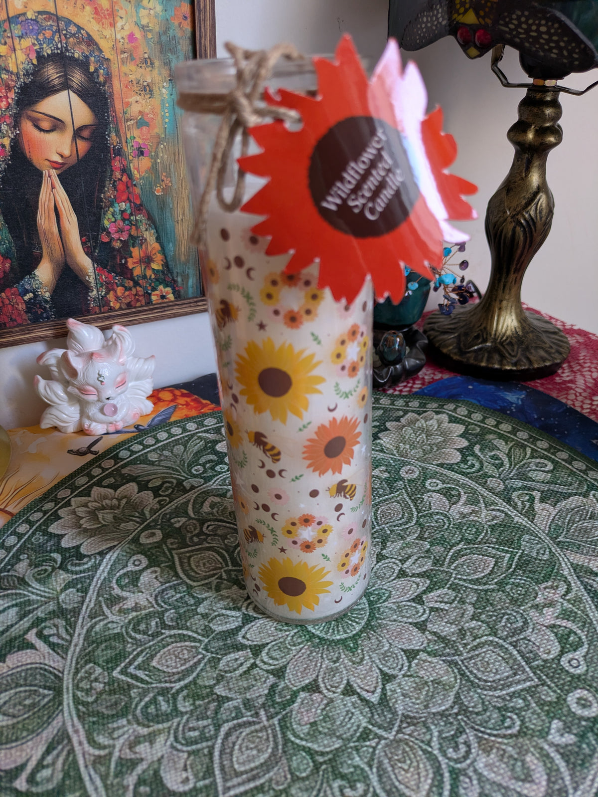 Bougie en Tube de Verre - Rose de Jardin / Fleurs Sauvages du Solstice d'Été