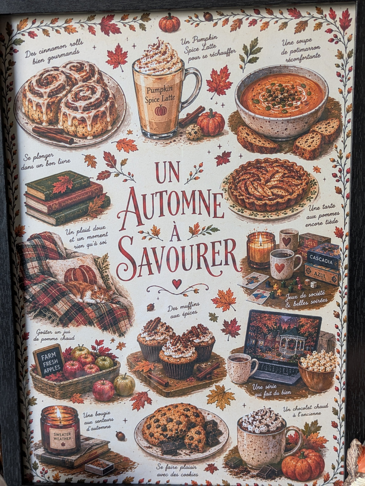 🍂 Affiche "Un Automne à Savourer" - illustration cosy A4 - tirage limité