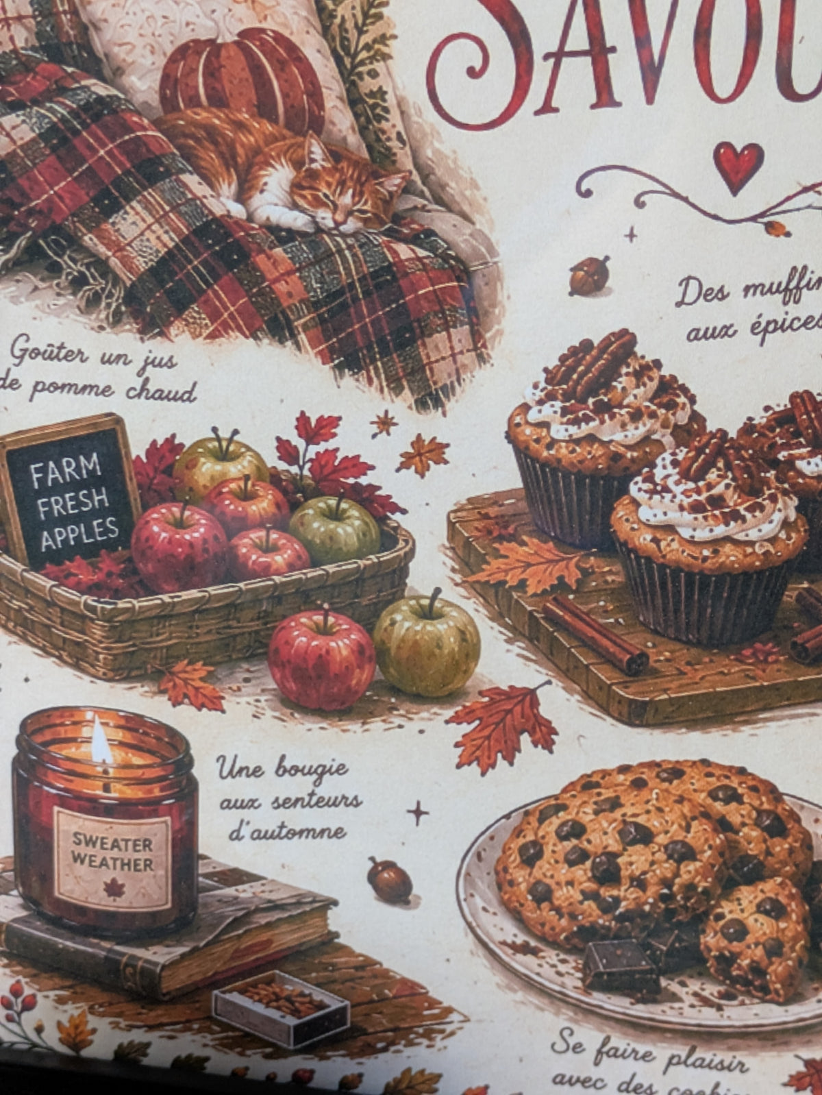 🍂 Affiche "Un Automne à Savourer" - illustration cosy A4 - tirage limité