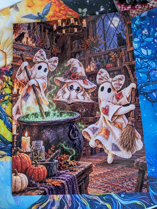 Affiche A4 – Le Chaudron des trois sœurs, fantômes sorcières